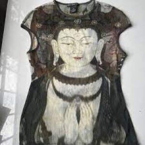 VIVIENNE TAM Vintage Kwan Yin Buddha Top RARE Size 2 M 1997 Collection Sheer